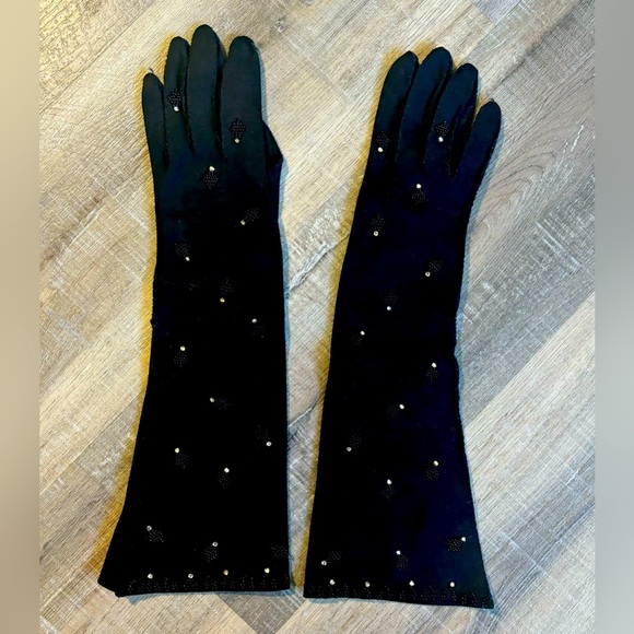Vintage Black Beaded Gloves by Goebel’s - Picture 1 of 5